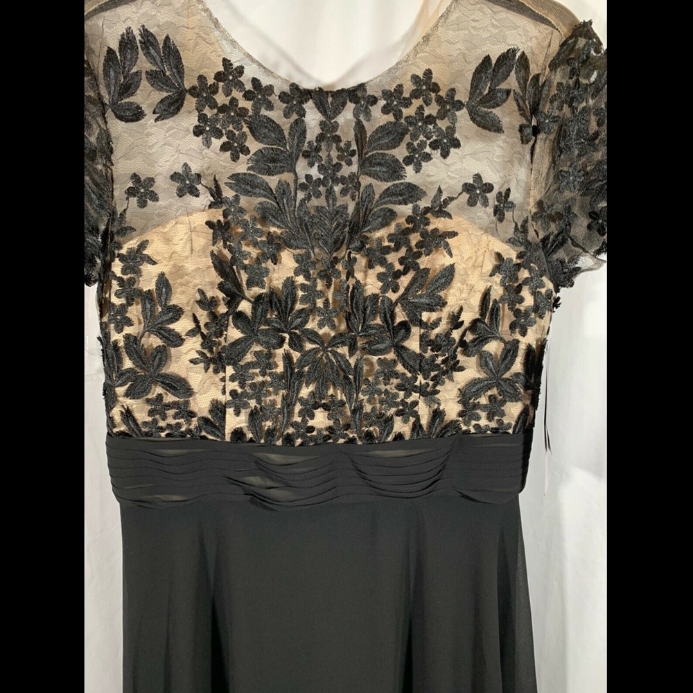 Nwt $298 Js Collections Embroidered Illusion Bodice Gown In Black [Sz 8 ] — image 4 of 8